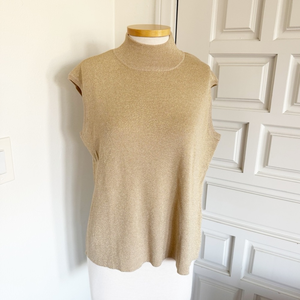 NWT Coldwater Creek Gold Sleeveless Knit Top High Neck Mock Turtleneck Size 1X